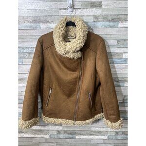 Women’s Michael Kors Women's Faux Shearling Suede Brown Jacket size large
